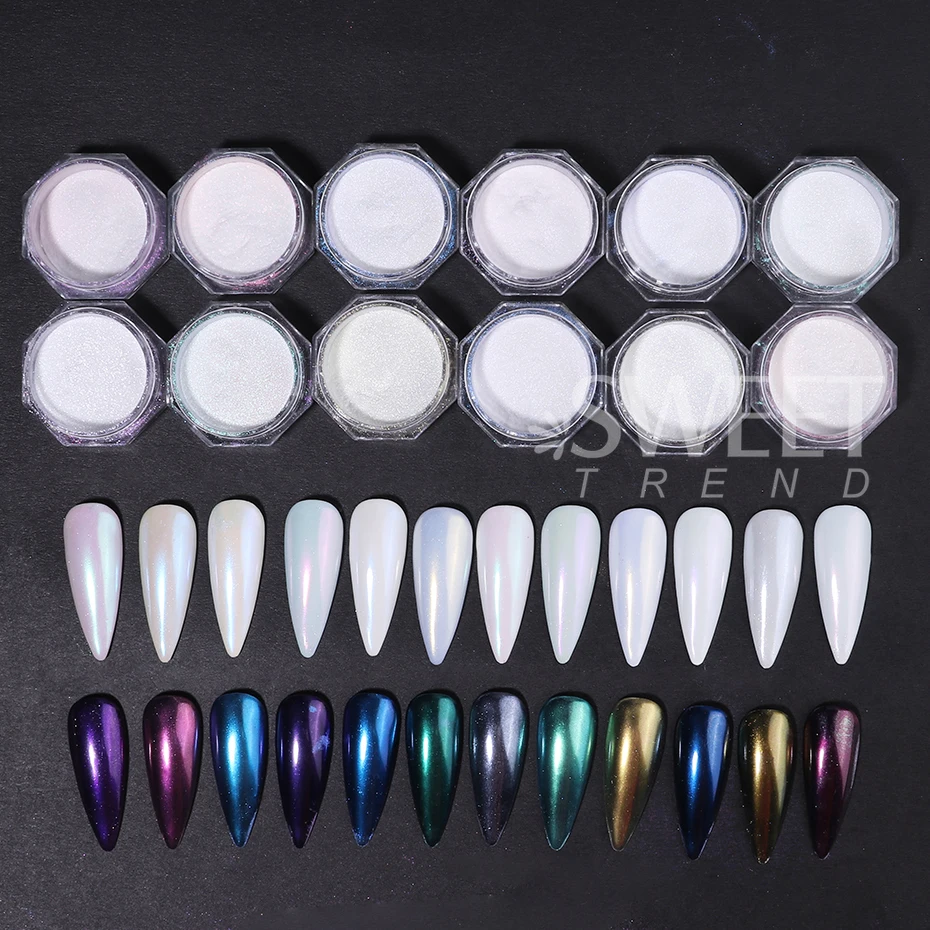 12pcs/set Shimmer Aurora Nail  - đánh giá và giá Mica Powder Colorant